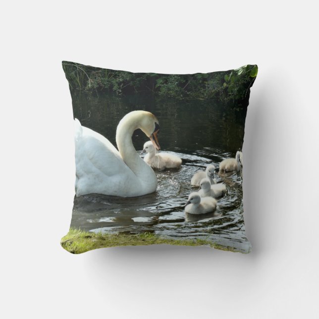Coussin Cygne blanc avec poules (Recto)
