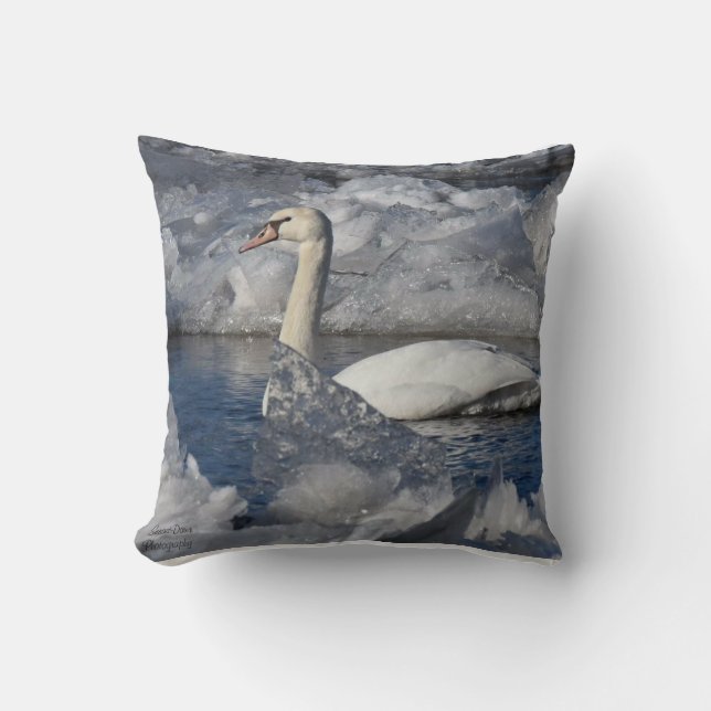 Coussin Cygne juvénile dans la rivière Icey (Recto)