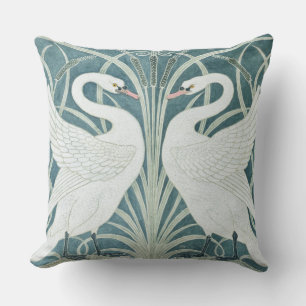 Coussin Cygne vintage, jonc et iris par Walter Crane