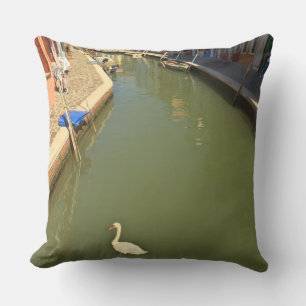 Coussin Cygnes dans un canal, île de Burano, Venise, Itali