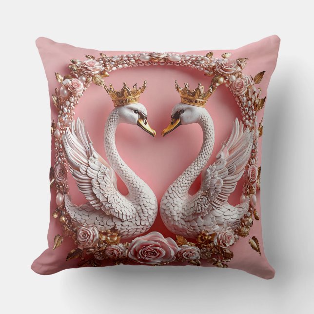 Coussin Cygnes de Mariage Perle Or Amour de Mariage (Recto)