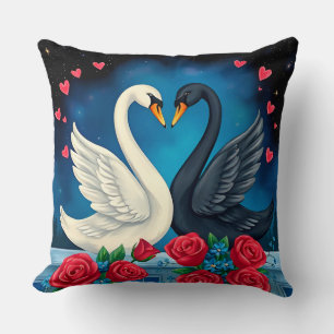 Coussin Cygnes majestueux sous un ciel au clair de lune