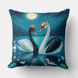 Coussin Cygnes majestueux sous un ciel au clair de lune