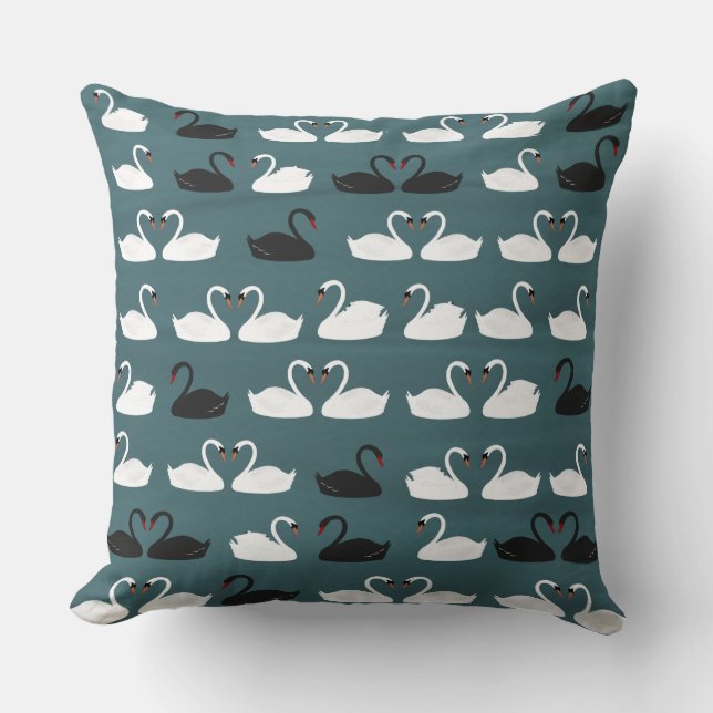 Coussin Cygnes noirs et blancs (Recto)