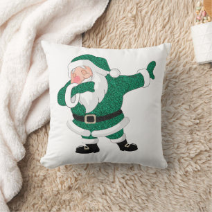Coussin Dabbing Green Santa Claus   Fun Holiday XMAS Humou