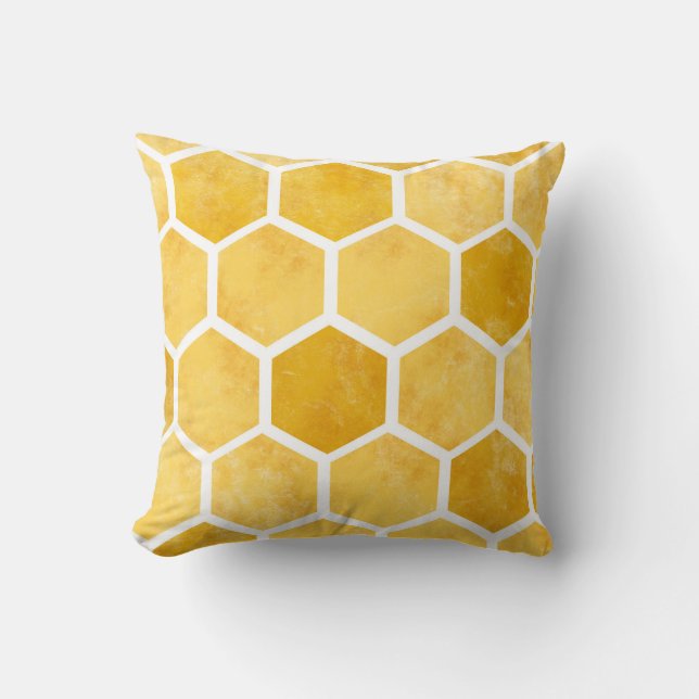 Coussin d'abeilles de l'hexagone jaune (Recto)