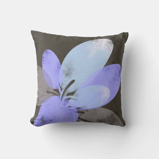 Coussin d'accent à fleurs violettes – Art floral m (Recto)