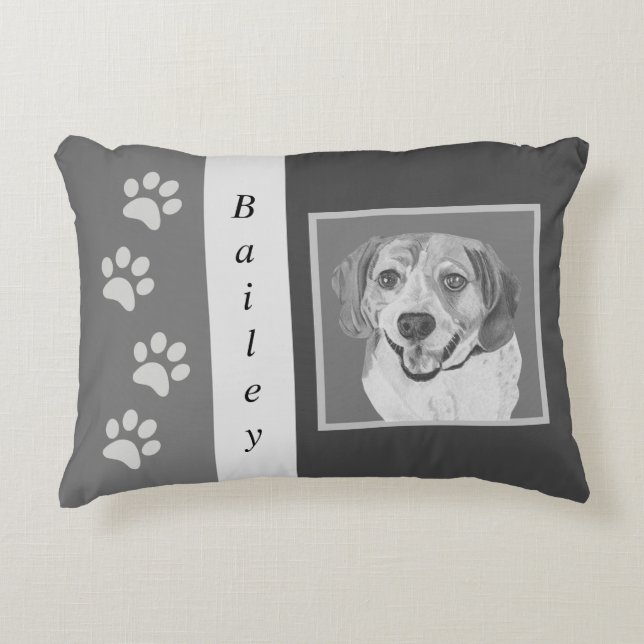 Coussin d'accent Beagle de crayon personnalisé (Devant)