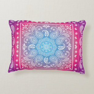 Coussin d'accent Blue Magenta Paisley Design-1