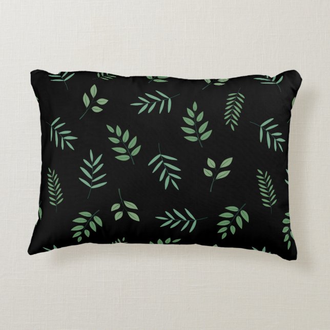 Coussin d'accent botanique – Motif feuille sur fon (Dos)