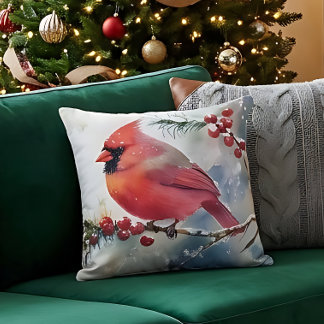 Coussin d'accent Cardinal d'hiver – Nature à l'aqu