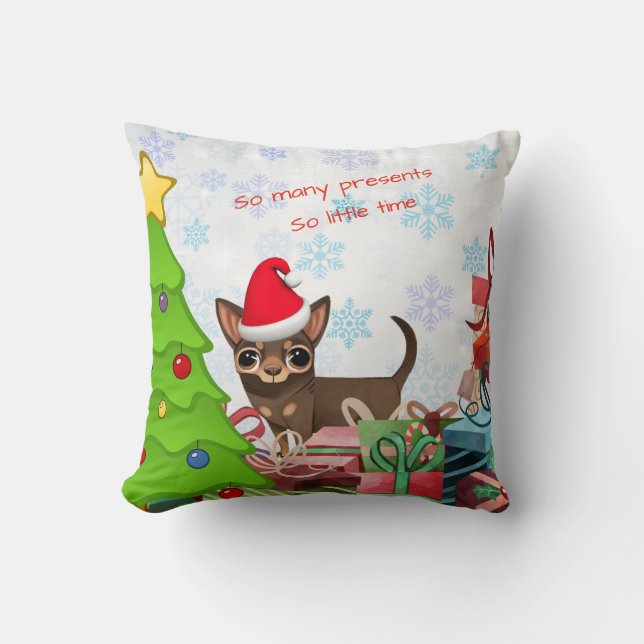 Coussin d'accent de Chihuahua de Noël (Recto)