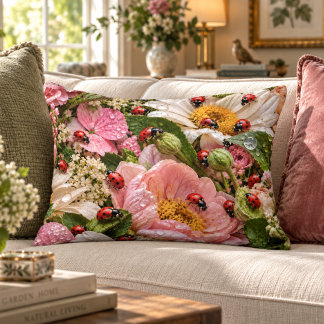 Coussin d'accent de jardin à coccinelle 16x12