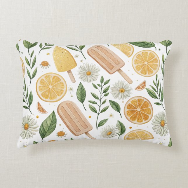 Coussin d'accent de jardin d'agrumes – Citron Pops (Devant)