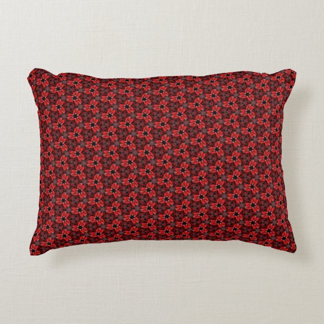 Coussin d'accent de l'exposition Florale rouge et  (Devant)