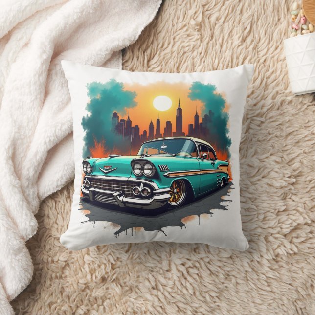Coussin d'accent de ligne d'horizon urbain avec vo (Couverture)