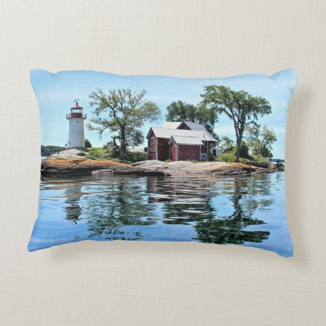 Coussin d'accent de New York de phare d'île de (Dos)