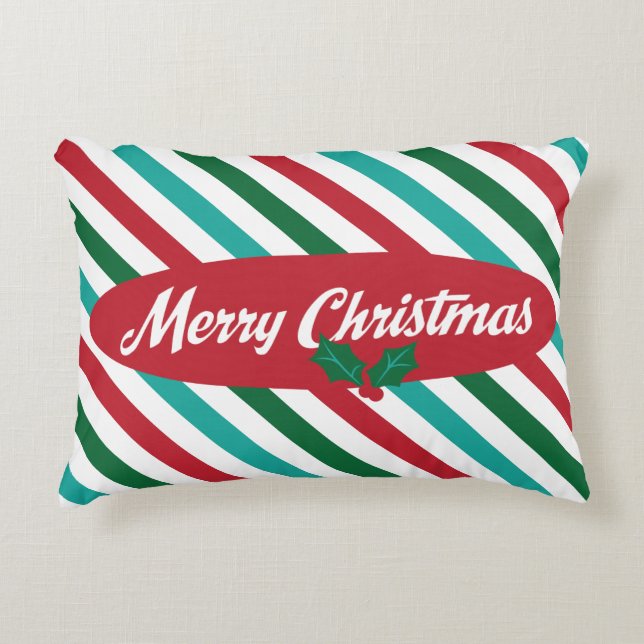 Coussin d'accent de Noël de rayures de sucrerie (Devant)