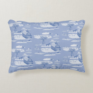 Coussin d'accent de toile d'élevage (bleu sur bleu