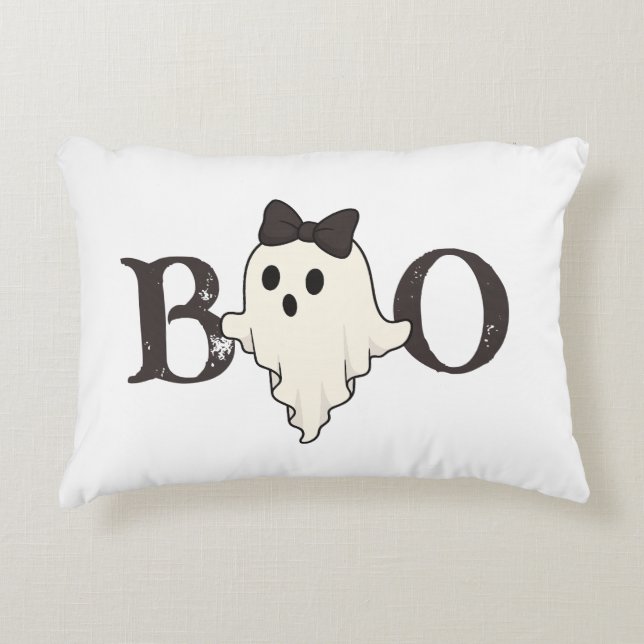 Coussin d'accent d'Halloween mignon - Fantôme de B (Devant)