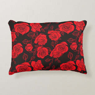 coussin d'accent du Motif d'art floral "Roses roug