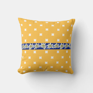 Coussin d'accent Edelweiss jaune et bleu