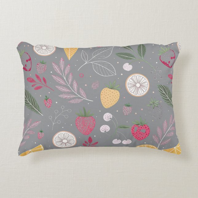 « Coussin d'accent floral aux fruits colorés » (Devant)