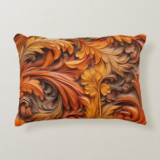 coussin d'accent floral orange brûlé 3d