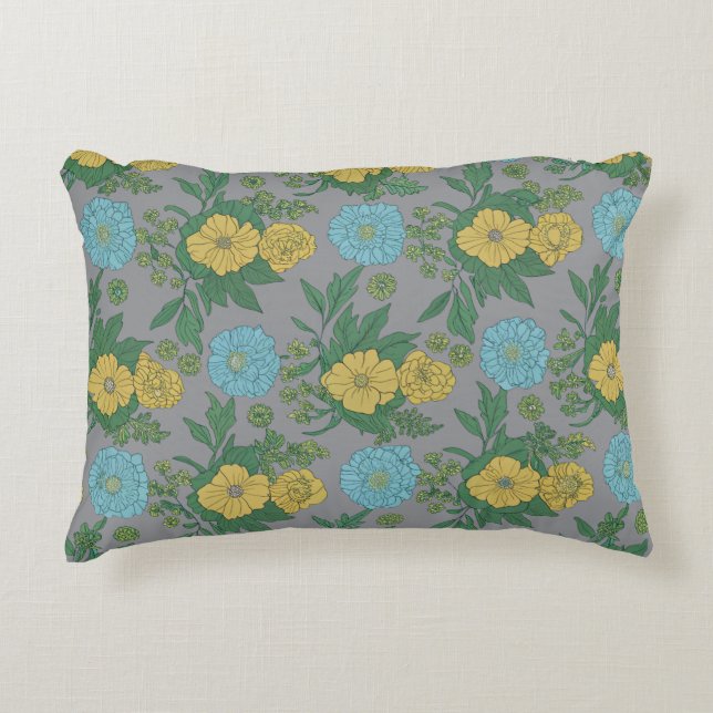 Coussin d'accent floral vert (Devant)