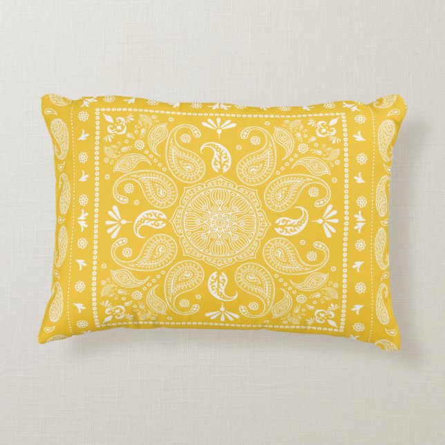 Coussin d'accent Goldenrod Paisley Design-1 (Dos)