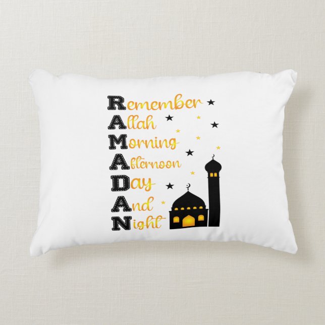Coussin d'accent islamique Ramadan Kareem & Eid Mu (Devant)