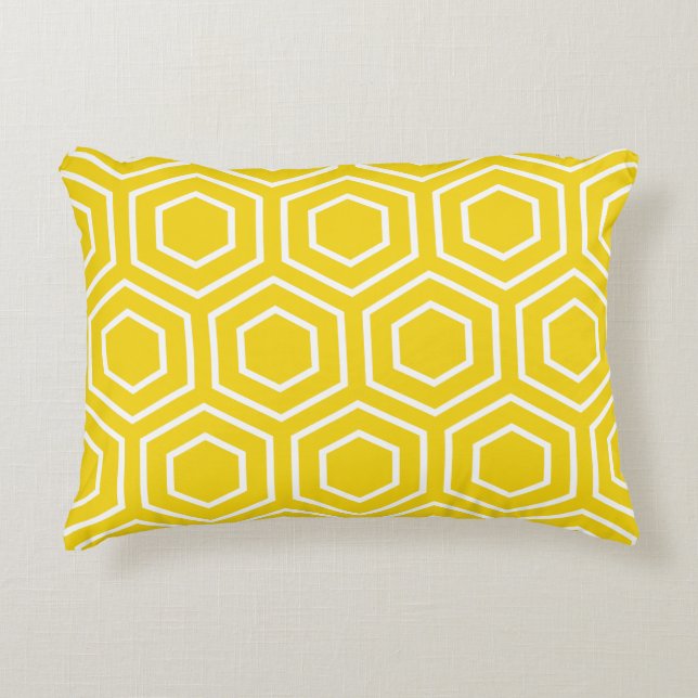 Coussin d'accent - Motif d'hexagone jaune citron (Devant)
