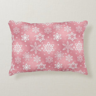 Coussin d'accent motif Pink Snowflake