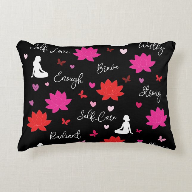 Coussin d'accent noir Lotus Soins personnels et Pl (Devant)