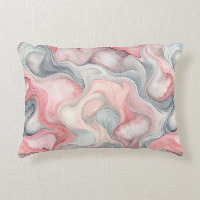 « Coussin d'accent rose et gris abstrait » (Devant)