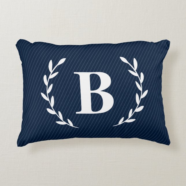 Coussin d'accents bleu de la marine Monogram (Devant)
