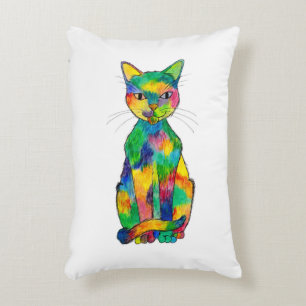 Coussin d'accents de chats arc-en-ciel