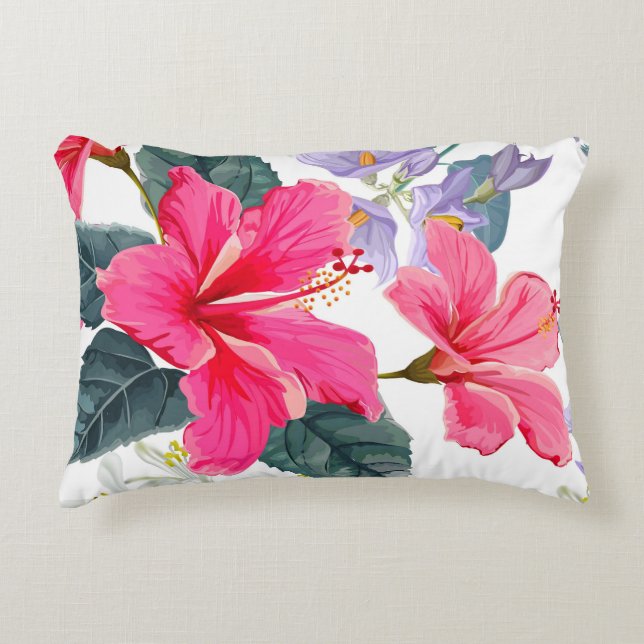 Coussin d'accents de fleur d'Hibiscus (Devant)