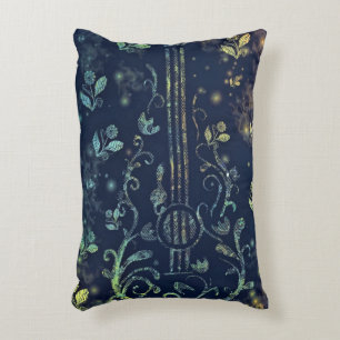 Coussin d'accents de guitare à fleurs