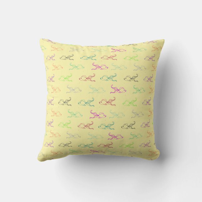 Coussin d'accents de poissons multicolores (Verso)