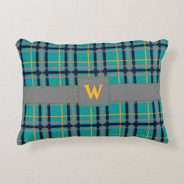 Coussin d'accents Plaid bleu et orange (Devant)
