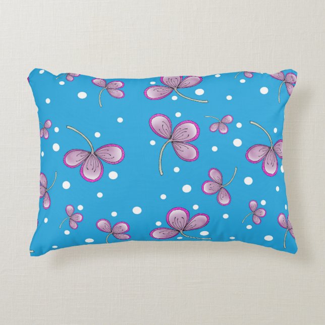 Coussin d'accentuation à trois pétales rose lunair (Devant)
