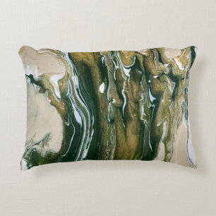Coussin d'accentuation Abstrait vert et bronze