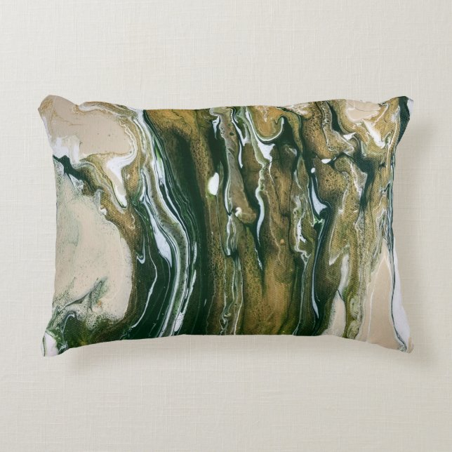 Coussin d'accentuation Abstrait vert et bronze (Devant)