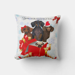 Coussin d'accentuation de Noël de mignons Dachshun