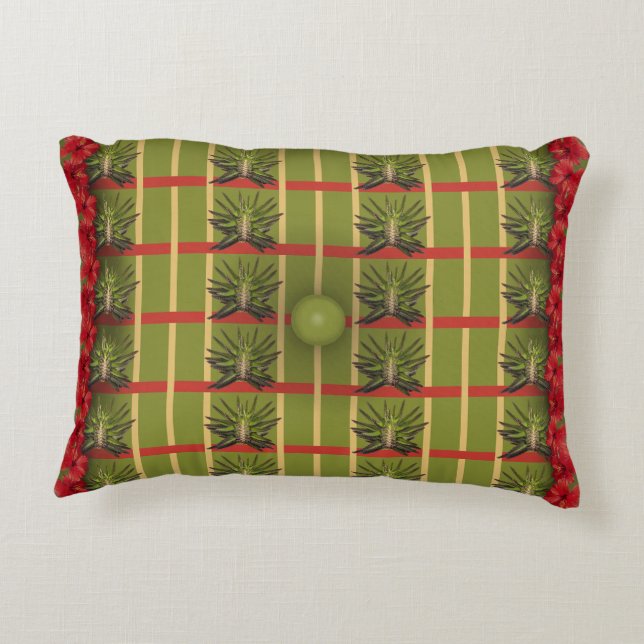 Coussin d'accentuation de tissu fileté verte, touf (Dos)