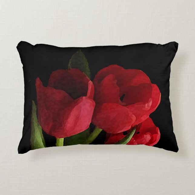 Coussin d'accentuation des fleurs de tulipes rouge (Devant)