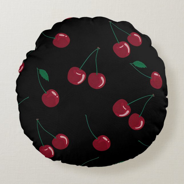 Coussin d'accentuation ronde rouge cerises (Devant)