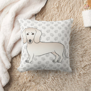 Coussin Dachshund à poil lisse crème Dessin animé de chien