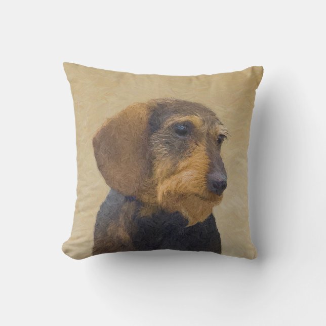 Coussin Dachshund (À poils durs) Peinture Chien Art origin (Recto)